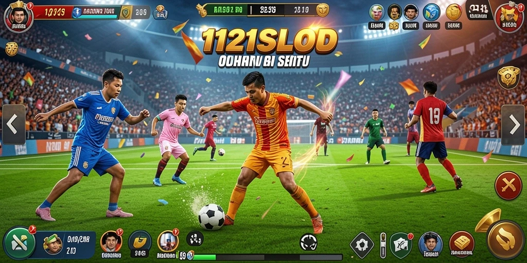 Tampilan seru dari gameplay <strong>1121SLOT</strong> dalam arena olahraga yang menegangkan.