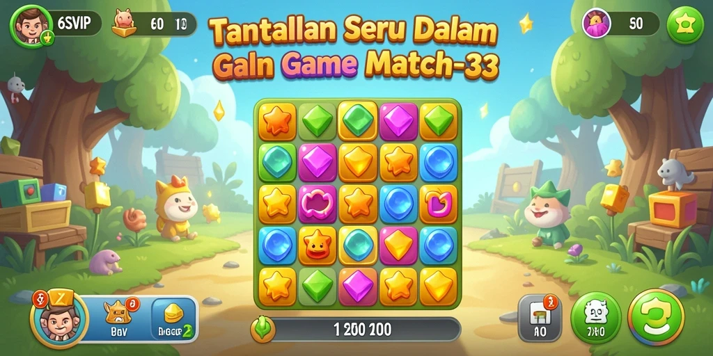 Tampilan gameplay seru dalam 6SVIP dengan permata berwarna-warni.