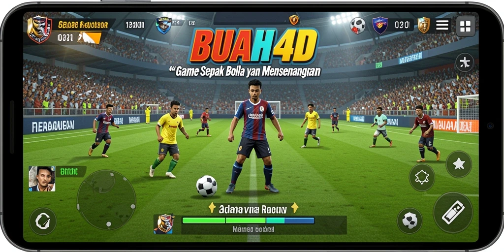 Screenshot BUAH4D menunjukkan aksi dinamis dalam permainan sepak bola.