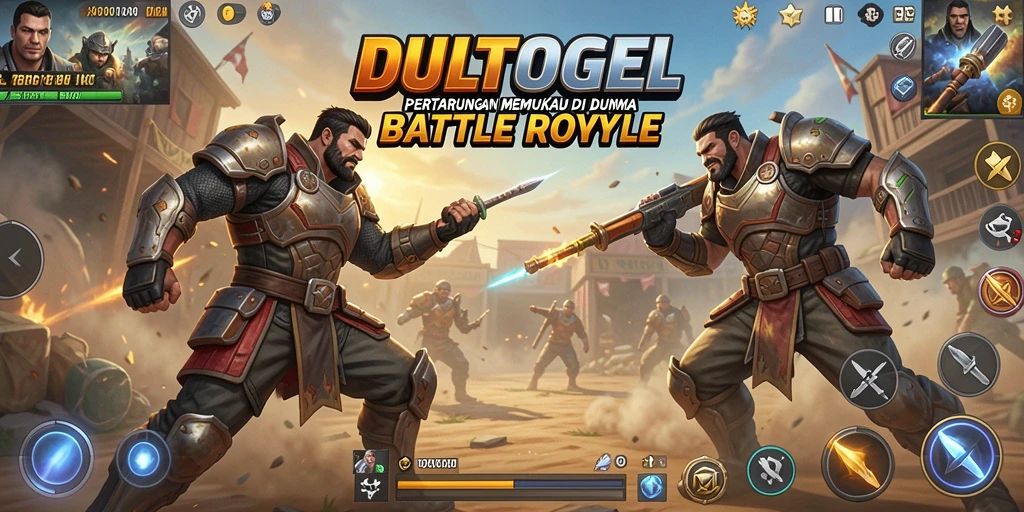 Screenshot DULTOGEL menampilkan aksi intens di medan pertempuran Battle Royale.