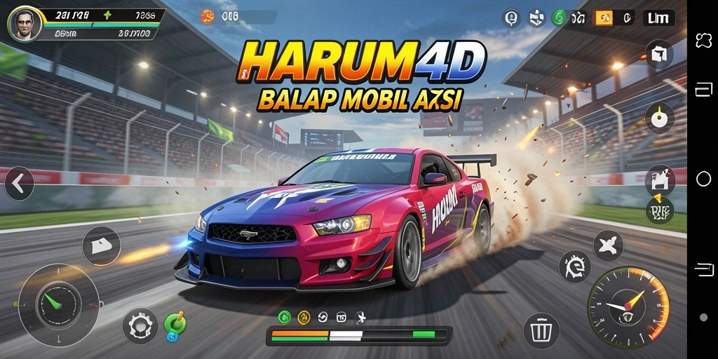 Tampilan gameplay balap yang seru dan mendebarkan.