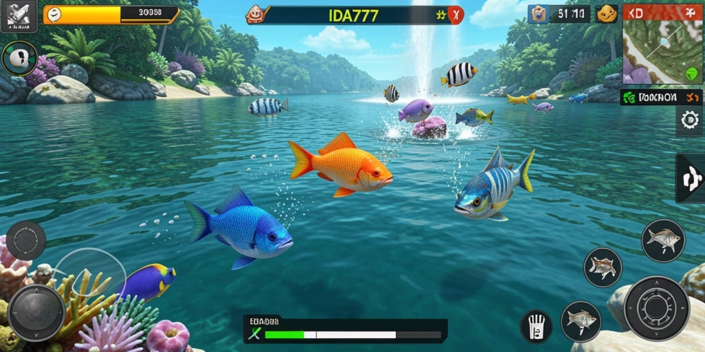 Tangkapan layar utama IDA777 dengan gameplay Tembak Ikan yang seru.