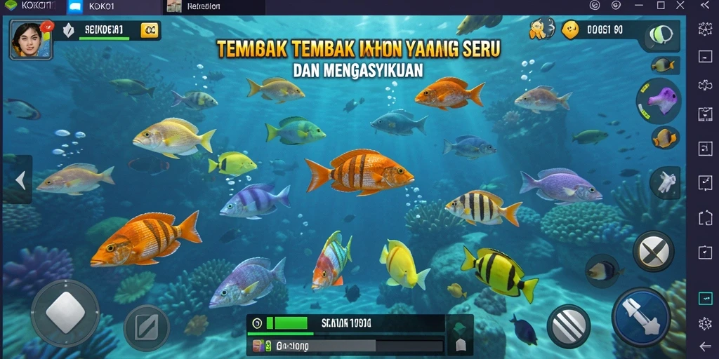 Screenshot gameplay KOKO11 dengan aksi menembak ikan yang mendebarkan.