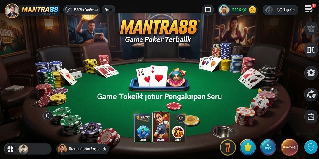 Screenshot gameplay MANTRA88 menampilkan aksi poker yang mendebarkan.