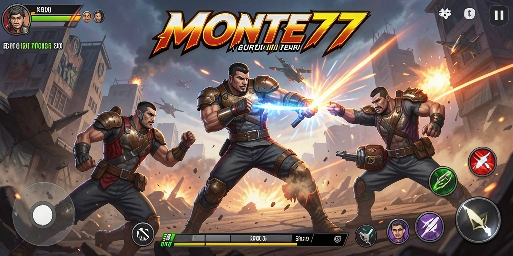 Tampilan seru gameplay action dari MONTE77 dengan pertarungan mendebarkan.