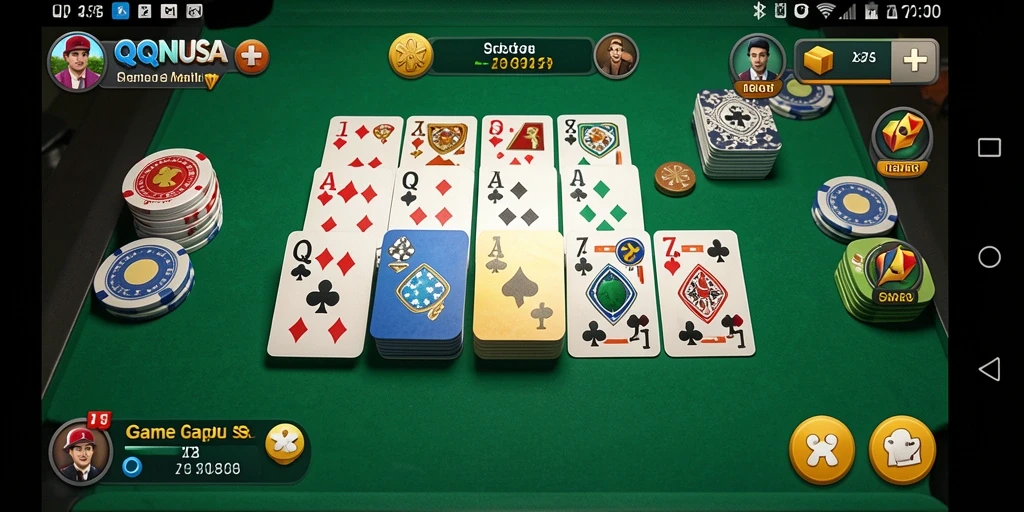 Screenshot gameplay QQNUSA menampilkan serunya bermain Gaple.