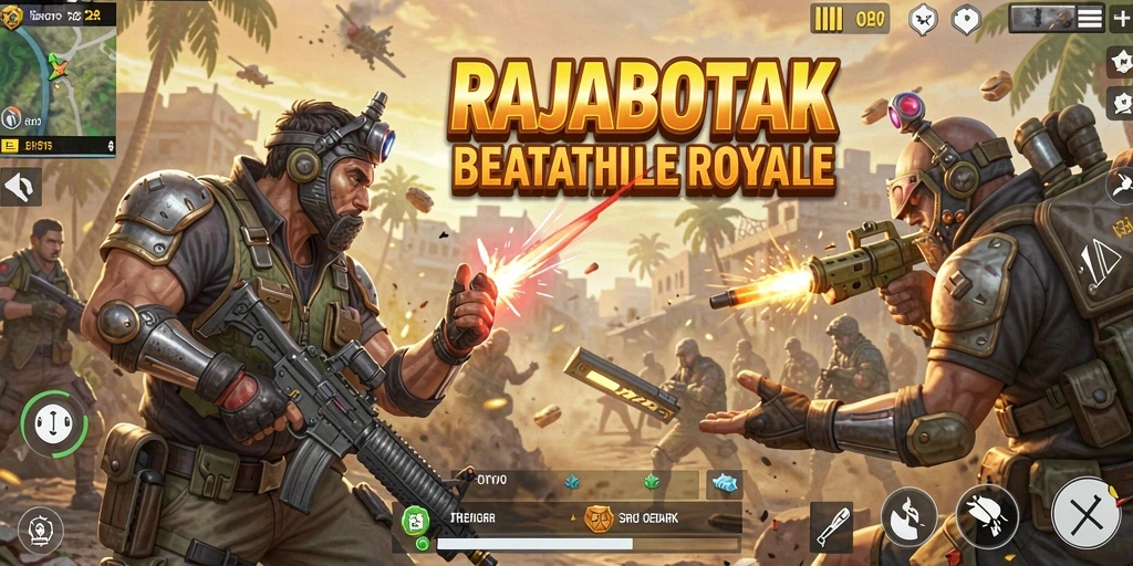 Screenshot gameplay RAJABOTAK menampilkan aksi pertempuran intens.