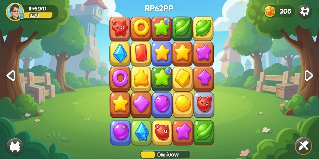 Tampilan gameplay seru dari RP62RP saat mencocokkan permata.