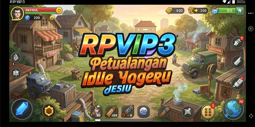 Screenshot gameplay RPVIP3 dengan karakter yang bekerja otomatis.