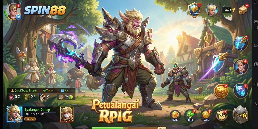 Screenshot gameplay SPIN88 menampilkan pertarungan seru dengan karakter yang beragam.