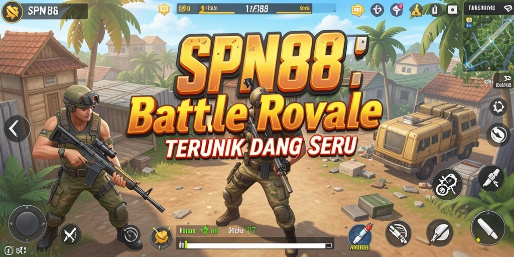 Screenshot SPN88 menampilkan aksi intens dalam game Battle Royale.