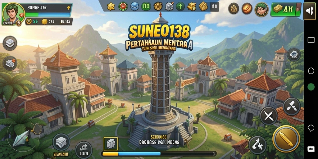 Tampilan gameplay <strong>SUNEO138</strong> yang menegangkan dalam mode Tower Defense.