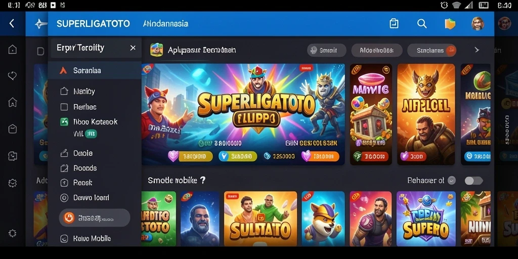 Tangkapan layar utama menunjukkan antarmuka pengguna SUPERLIGATOTO yang intuitif.