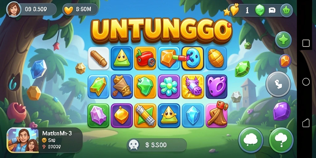 Tangkapan layar gameplay UNTUNGGO yang menampilkan keseruan Match-3.