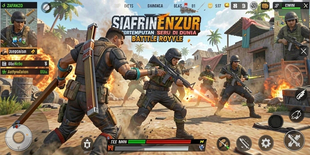 Gameplay ZAFANZO yang mendebarkan dalam dunia Battle Royale.